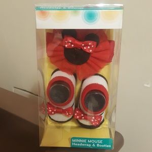 Minnie mouse headwrap and booties size 0-12 months